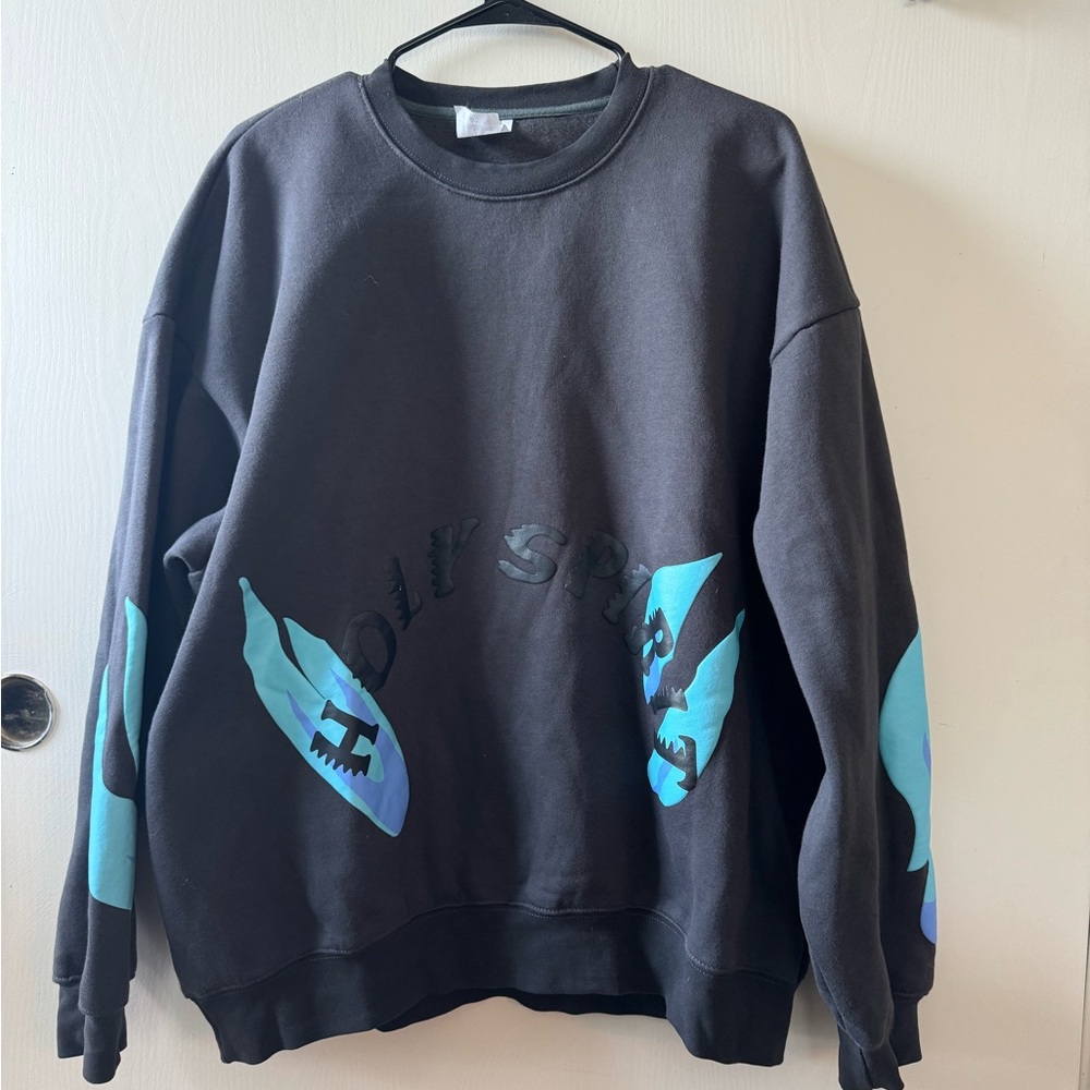 Kanye West Sunday Service Holy Spirit Flame Crewneck Sweatshirt Gray Boxy